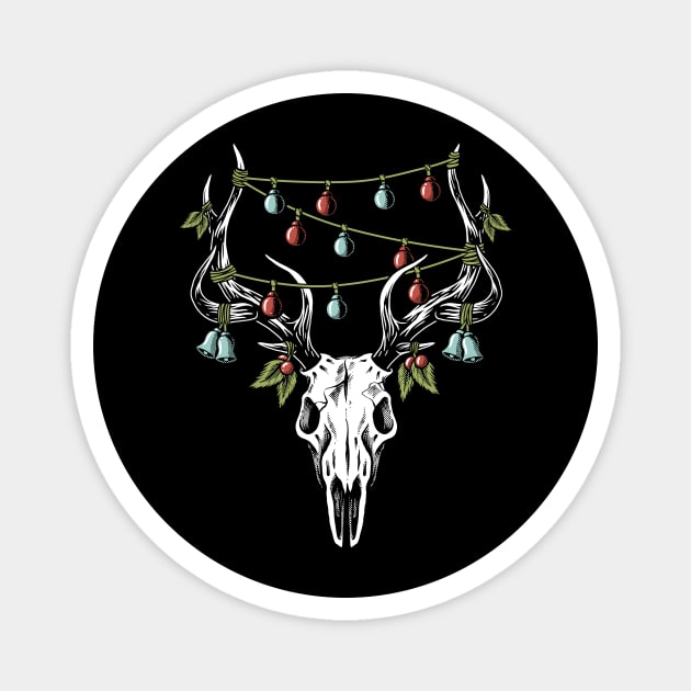 Christmas Reindeer Skull Decorations Magnet by dumbshirts